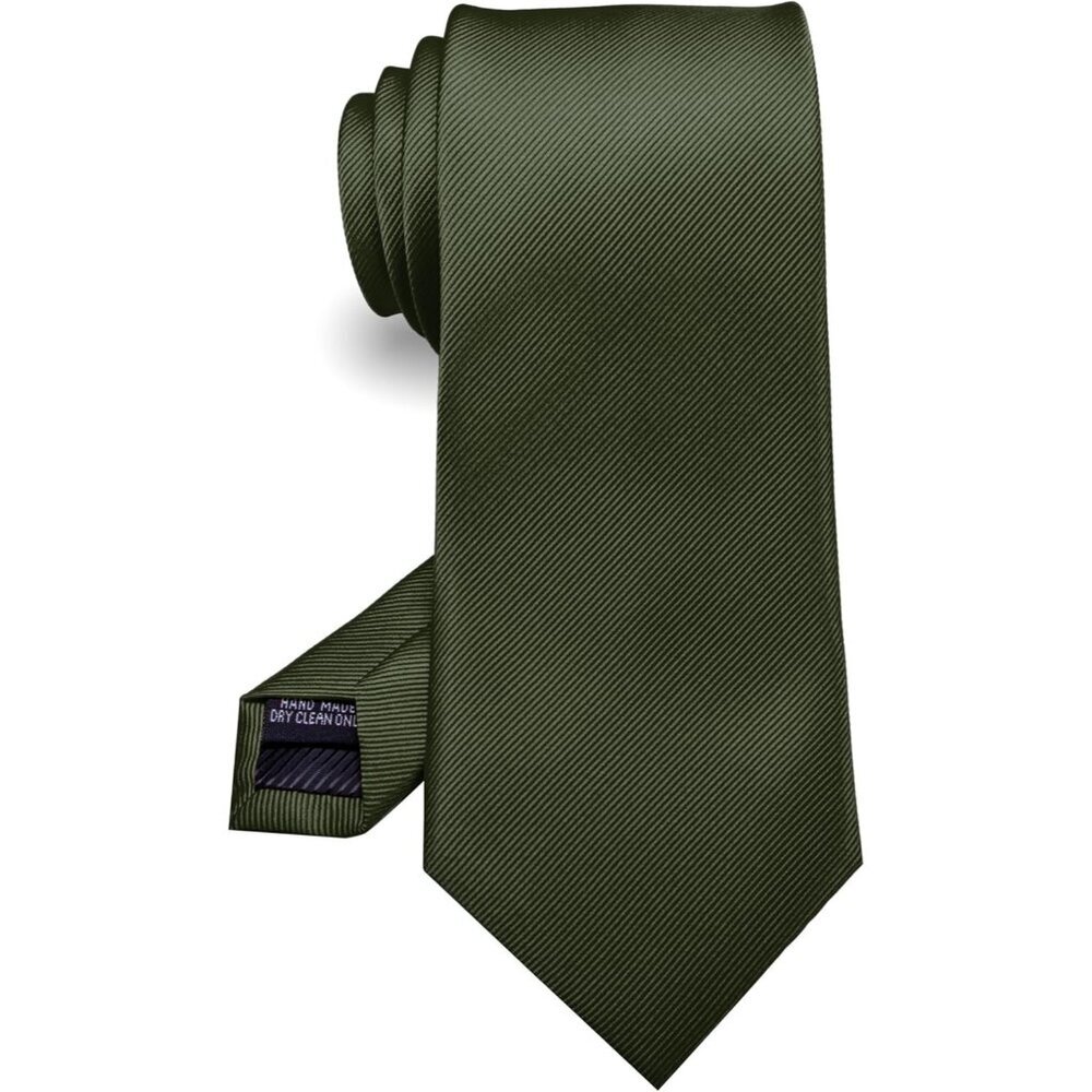 Men's Olive Green 2  Solid Colour Tie Formal Necktie Imported Silk Blend